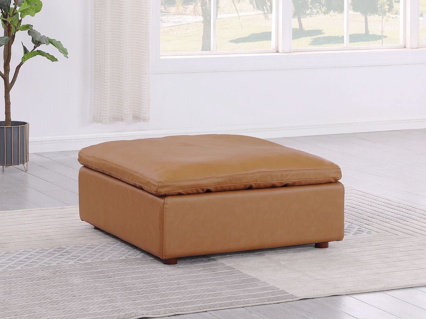 1100 Divanitalia Ottoman - Top-grain Italian Leather - Cognac