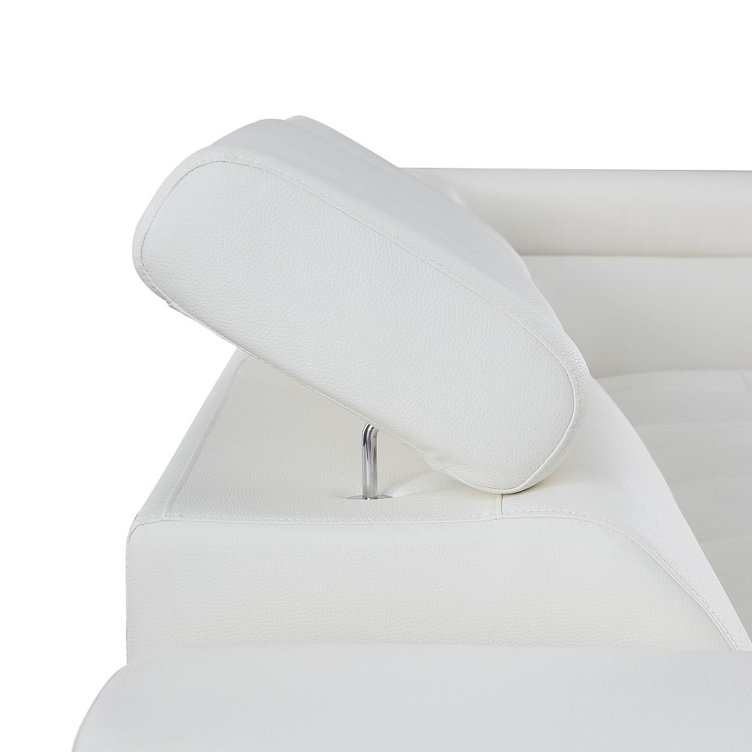 8136 Left Arm Facing Chaise with Adjustable Headrest in Genuine Leather