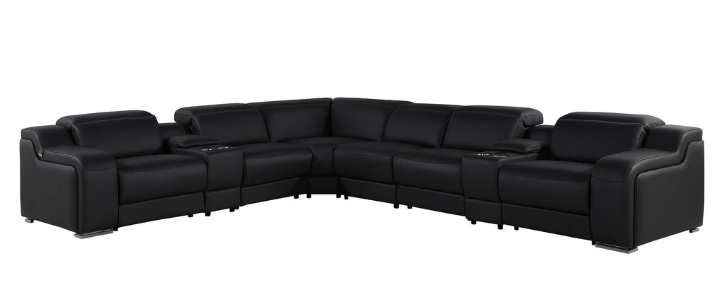 1116 Divanitalia 8-Piece L-Shaped Sectional Sofa in Top Grain Italian Leather with 3 Power Recliners & Power Headrests - Black - SKU 1116-BLACK-8PC-3PWR-SECTIONAL- GROUP - view 3