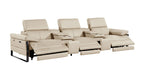 1246 Divanitalia Modular Power Triple Reclining Dual Console Sofa with Power Reclining Headrests - Top Grain Italian Leather - Beige - SKU 1246-BEIGE-5.3-HT - view 5
