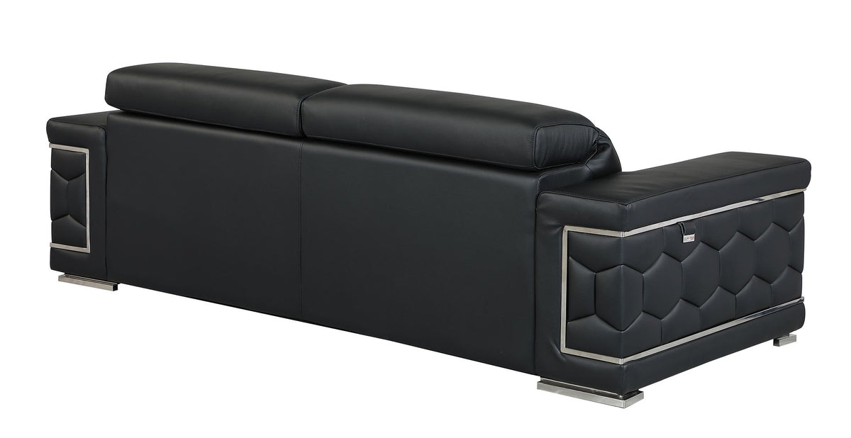 692 Divanitalia Sofa with Adjustable Headrest in Top-grain Italian Leather - Black - SKU 692-S-BLACK - view 3