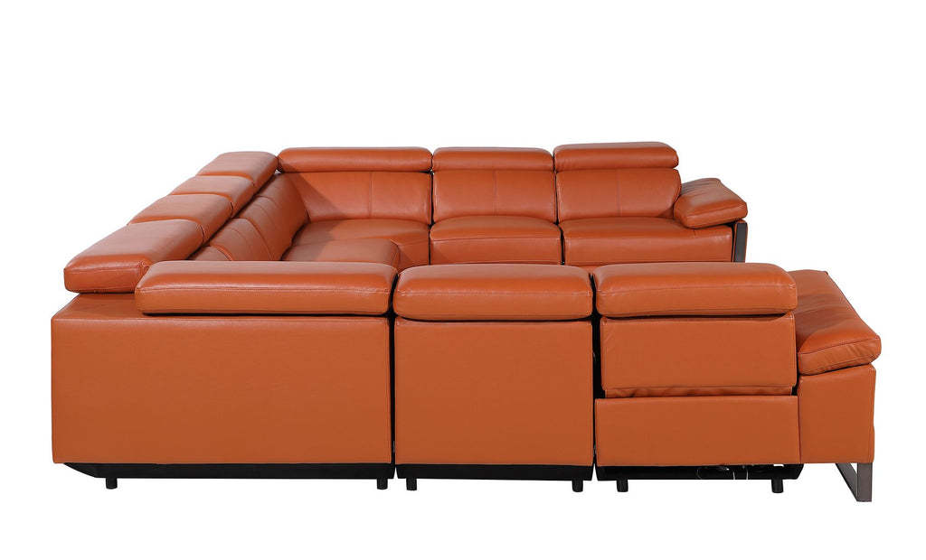 1246 Divanitalia 8-Piece U-Shaped Modular Power Reclining Sectional Sofa with 4 Power Recliners and Power Headrests - Top Grain Italian Leather