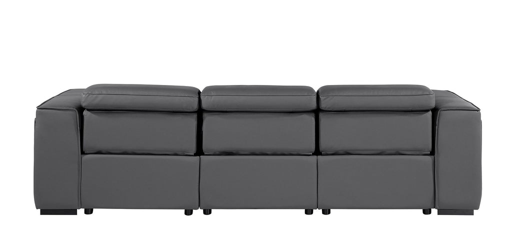 1224 Divanitalia 3-Piece Modular Power Reclining Sofa in Top Grain Italian Leather with 3 Power Recliners & Power Headrests - Dark Grey - SKU 1224-DK-GREY-3.3-HT - view 7