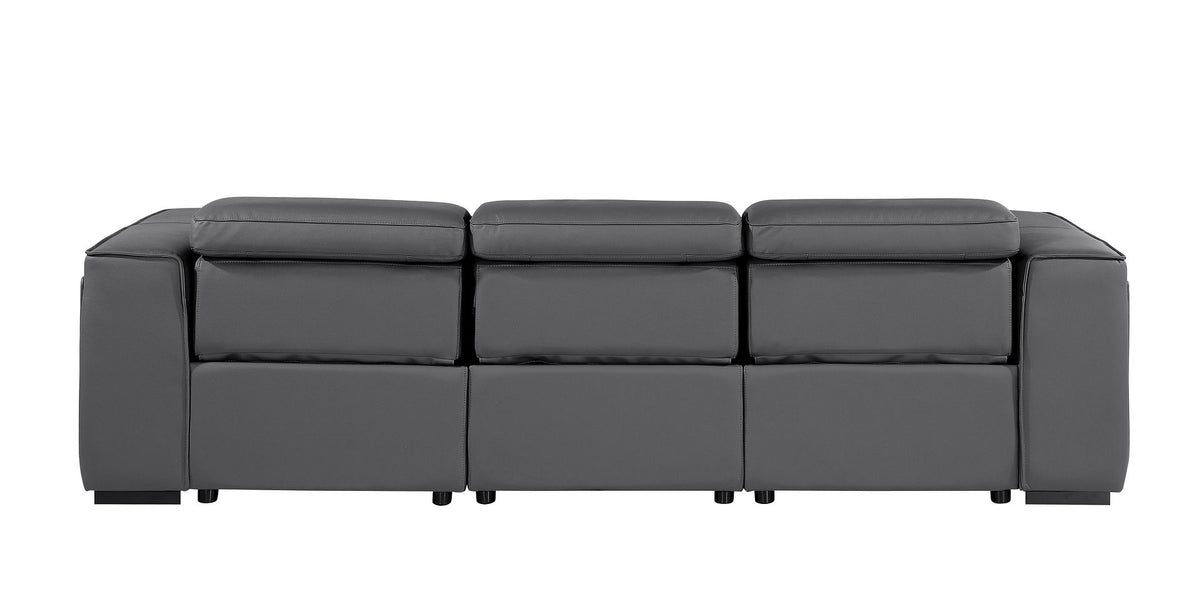 1224 Divanitalia 3-Piece Modular Power Reclining Sofa in Top Grain Italian Leather with 3 Power Recliners & Power Headrests - Dark Grey - SKU 1224-DK-GREY-3.3-HT - view 7