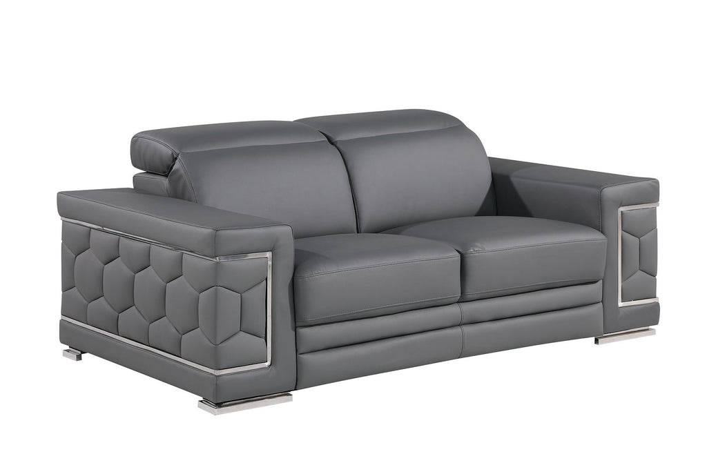 296 Modern Genuine Leather 2-Piece Sofa Set - Grey - SKU 296-GREY-2PC - view 8
