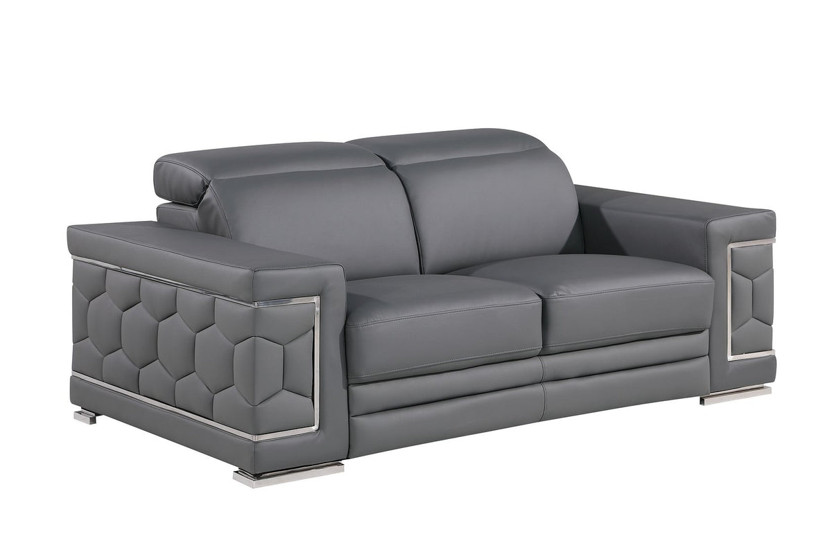 296 Modern Genuine Leather 2-Piece Sofa Set - Grey - SKU 296-GREY-2PC - view 8
