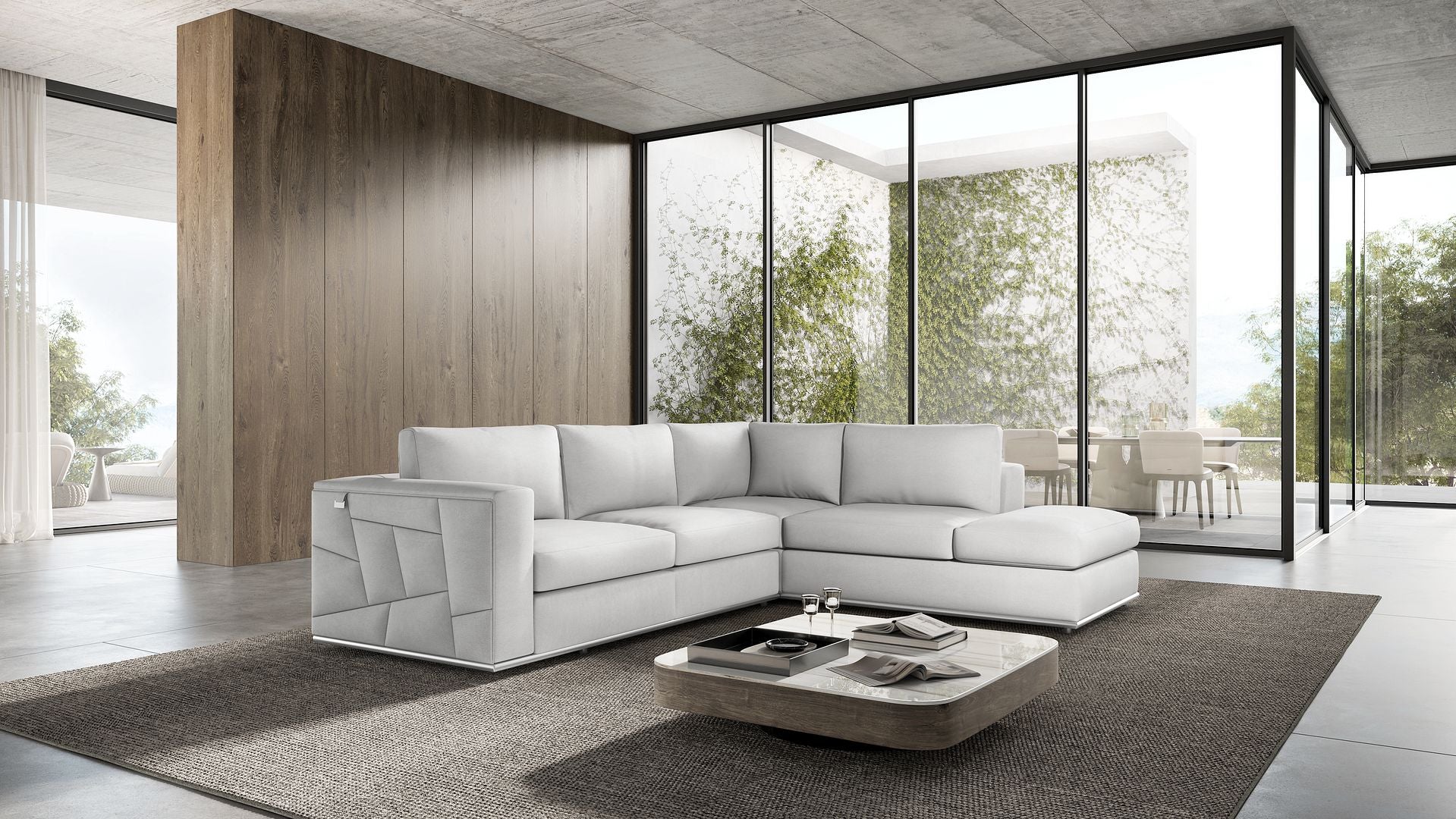 998 Divanitalia Cream Right Arm Facing Sectional Sofa in Top-grain Italian Leather - White - SKU 998-Sectional-RAF-CHAISE-WHITE