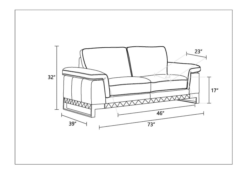 411 Divanitalia Loveseat in Top-grain Italian Leather