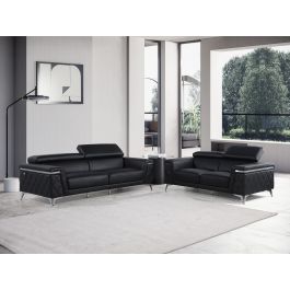 1140 Divanitalia 2-Piece Sofa Set with Adjustable Headrest in Top-grain Italian Leather