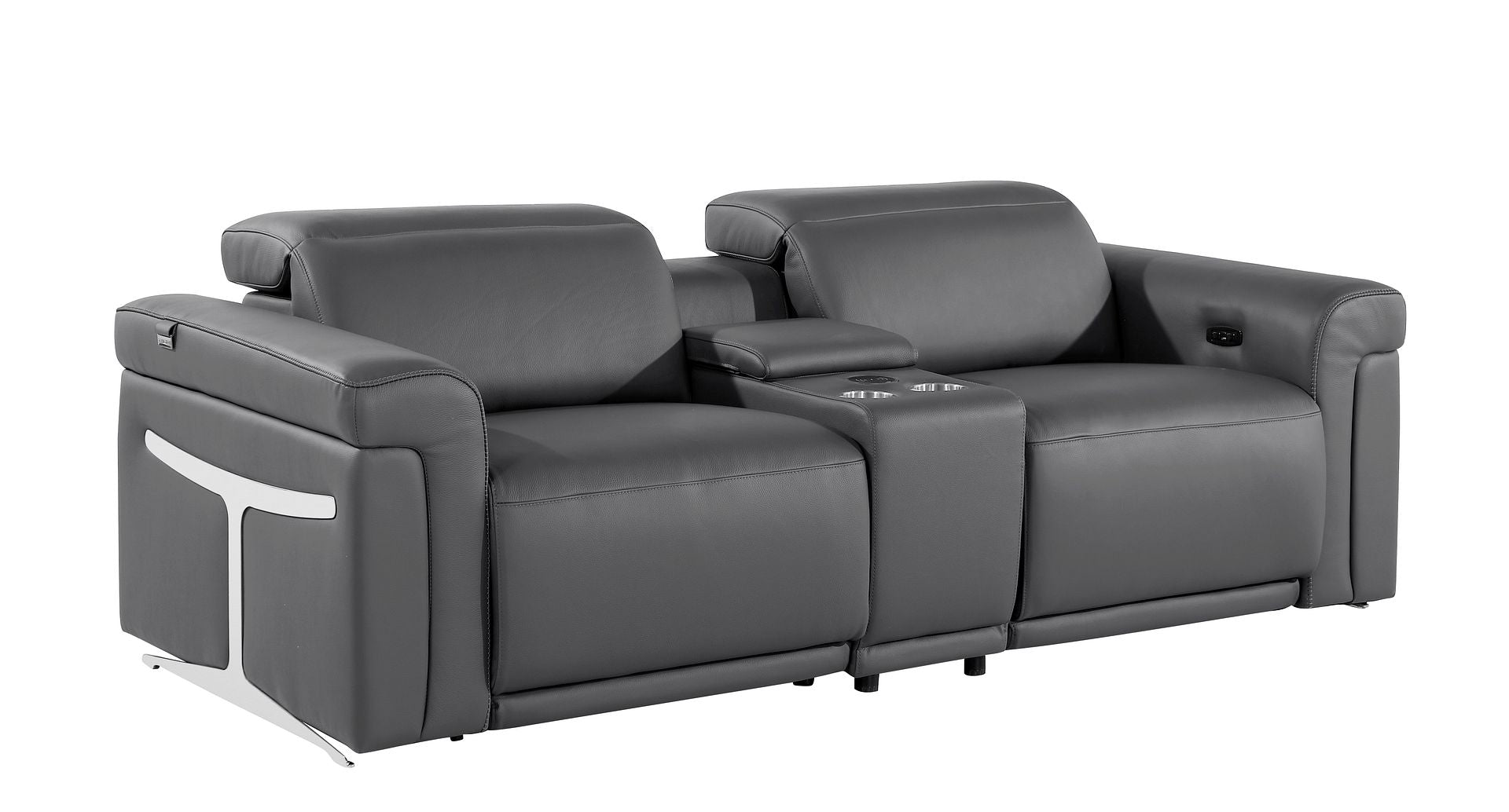 1126 Divanitalia 3-Piece Modular Power Reclining Loveseat in Top Grain Italian Leather with 2 Power Recliners & Power Headrests