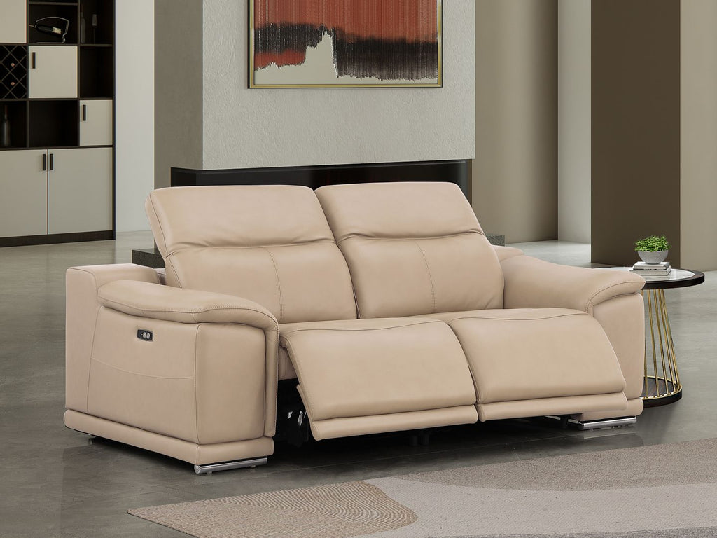 2679 Genuine Leather Loveseat with Dual Power Recliners - Beige - SKU 2679-BEIGE-2.2-HT - view 2