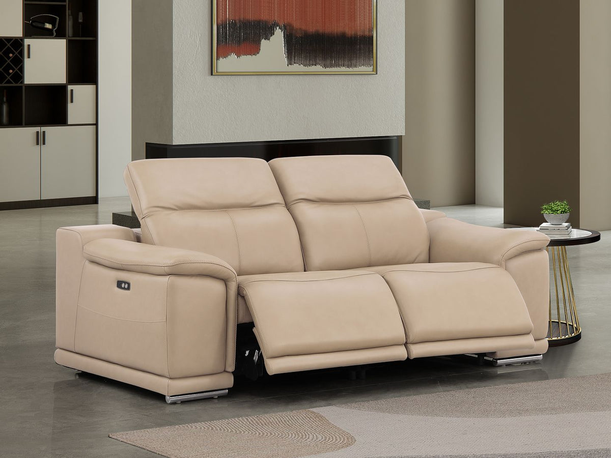 2679 Genuine Leather Loveseat with Dual Power Recliners - Beige - SKU 2679-BEIGE-2.2-HT - view 2