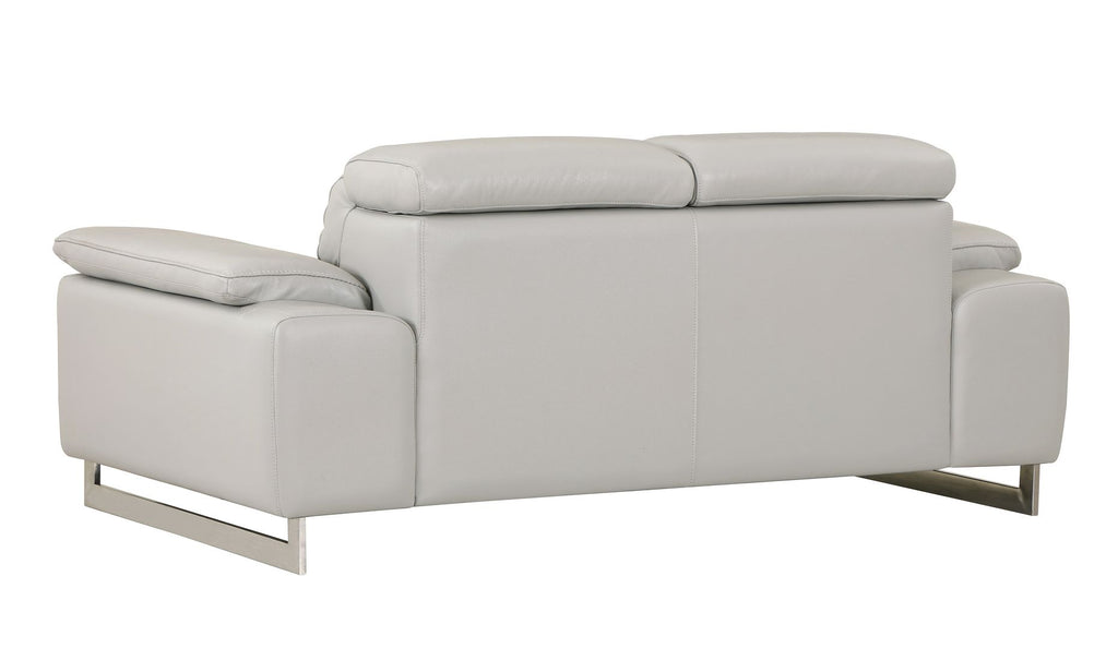 636 Divanitalia Dark Gray Loveseat with Adjustable Headrest in Top-grain Italian Leather