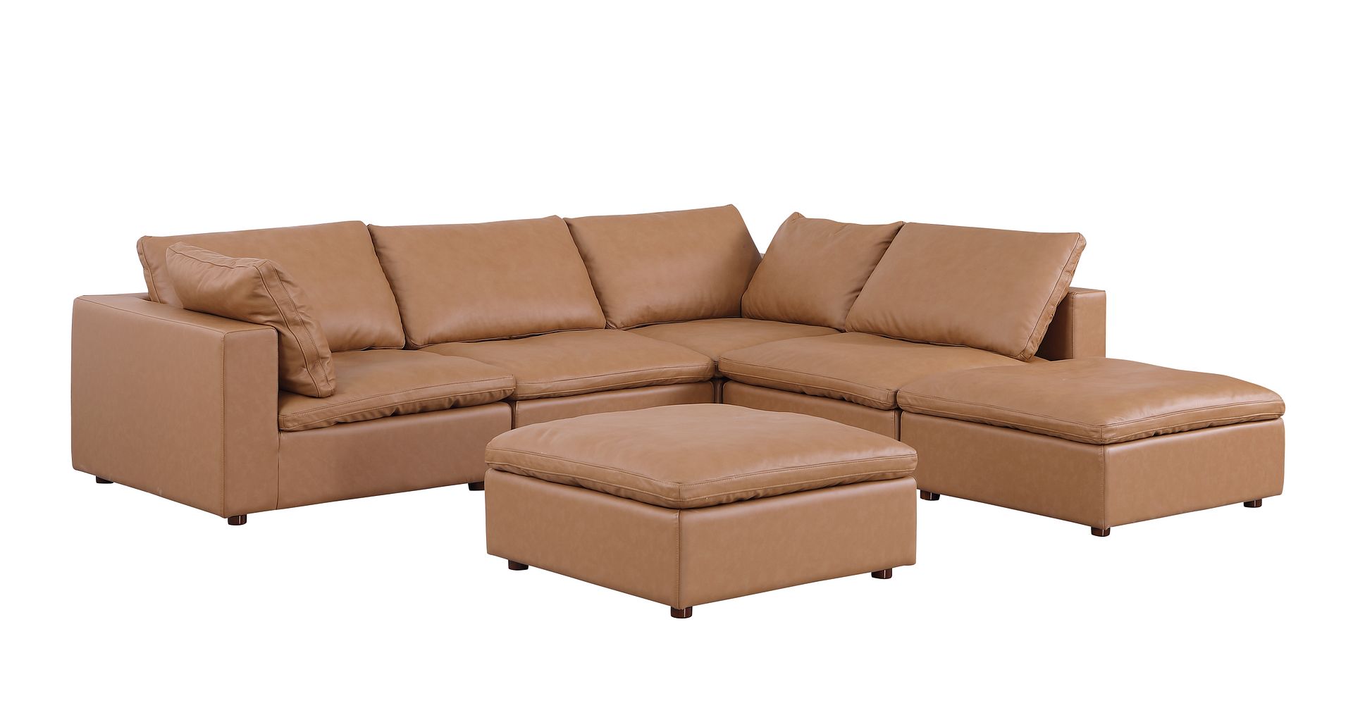 1100 Divanitalia 6-Piece Right Arm Facing 3-Seat Sectional Sofa - Top-grain Italian Leather