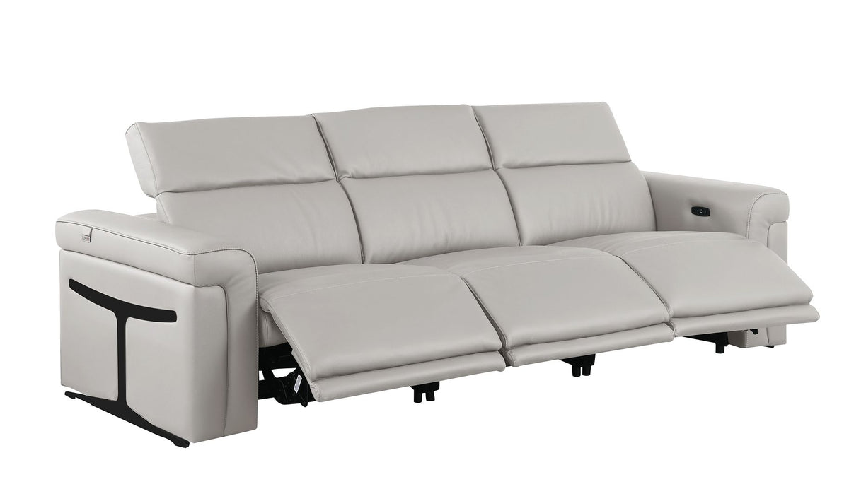 1126 Divanitalia 6-Piece Modular Power Reclining Sofa and Console Loveseat Set in Top Grain Italian Leather with 5 Power Recliners & Power Headrests - Light Grey - SKU 1126-LT_GREY-6.5-HT - view 7