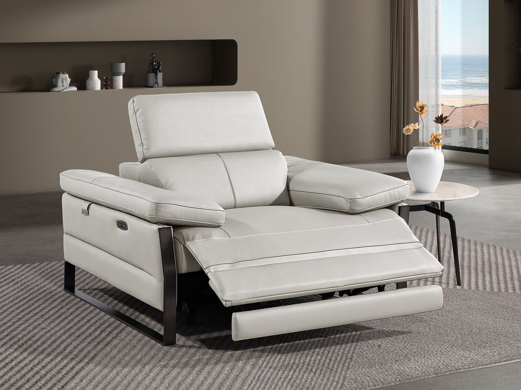 1246 Divanitalia Power Reclining Arm Chairwith Power Headrests - Top Grain Italian Leather