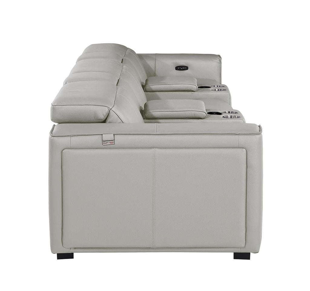1224 Divanitalia 5-Piece Modular Power Reclining Sofa in Top Grain Italian Leather with 3 Power Recliners & Power Headrests - Light Grey - SKU 1224-LT-GREY-5.3-HT - view 6