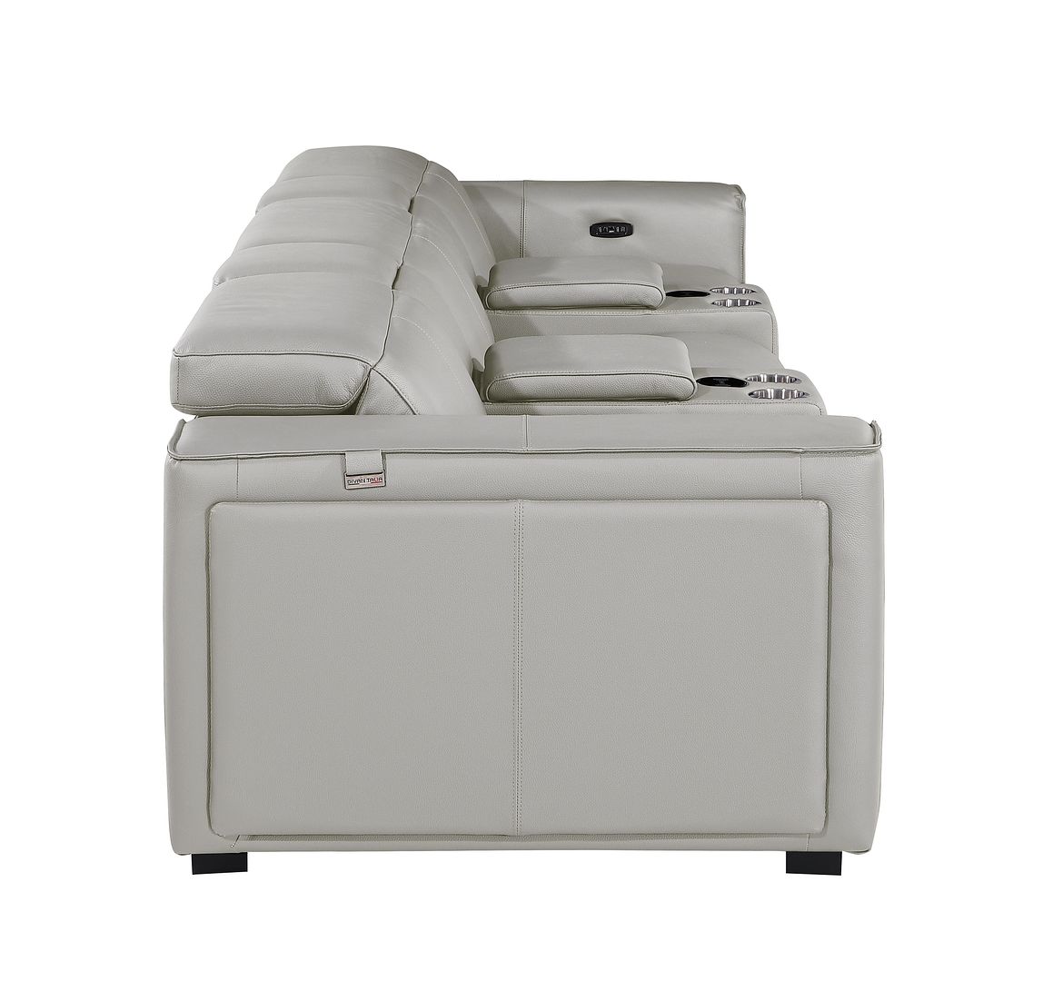 1224 Divanitalia 5-Piece Modular Power Reclining Sofa in Top Grain Italian Leather with 3 Power Recliners & Power Headrests - Light Grey - SKU 1224-LT-GREY-5.3-HT - view 6