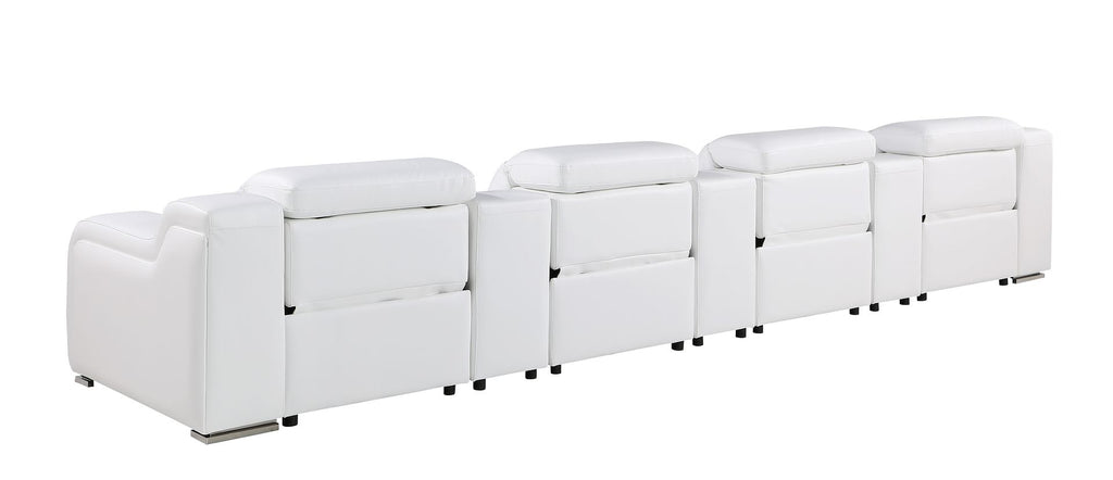 1116 Divanitalia 7-Piece Modular Power Reclining Sofa in Top Grain Italian Leather with 4 Power Recliners & Power Headrests - White - SKU 1116-WHITE-S-7.4-HT - view 10