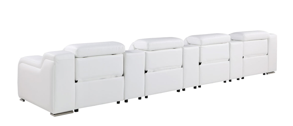 1116 Divanitalia 7-Piece Modular Power Reclining Sofa in Top Grain Italian Leather with 4 Power Recliners & Power Headrests - White - SKU 1116-WHITE-S-7.4-HT - view 10