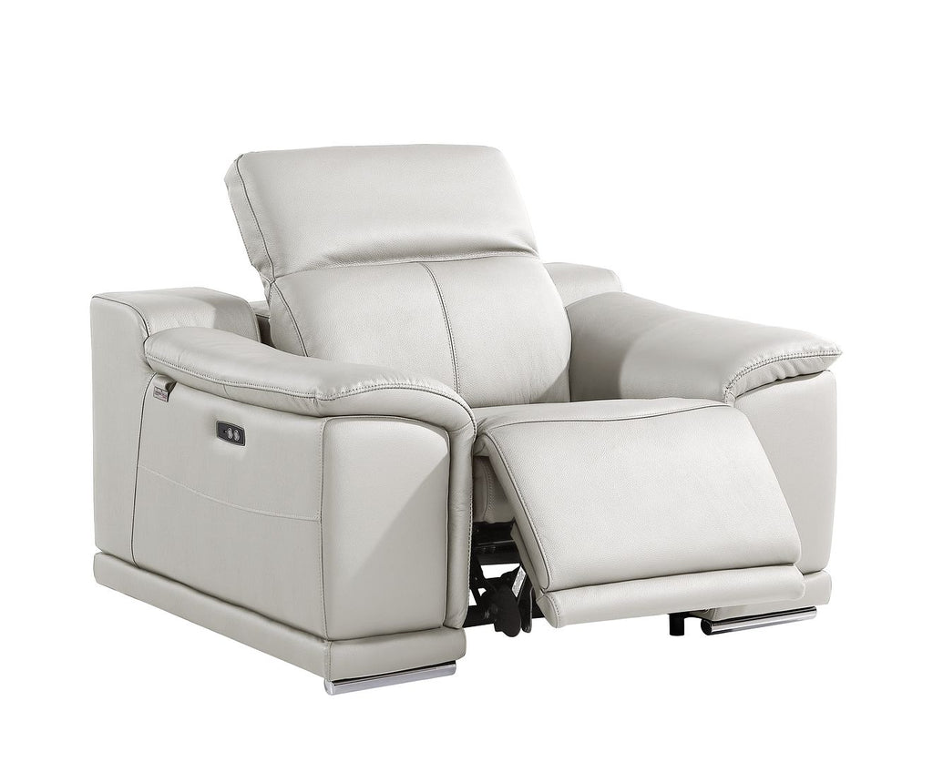 9762 Divanitalia 6-Piece Modular Power Reclining Sofa, Loveseat and Chair Set with 6 Power Recliners in Top Grain Italian Leather - Light Grey - SKU 9762-LT-GREY-6.6-HT-3PC - view 11
