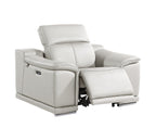 9762 Divanitalia 6-Piece Modular Power Reclining Sofa, Loveseat and Chair Set with 6 Power Recliners in Top Grain Italian Leather - Light Grey - SKU 9762-LT-GREY-6.6-HT-3PC - view 11