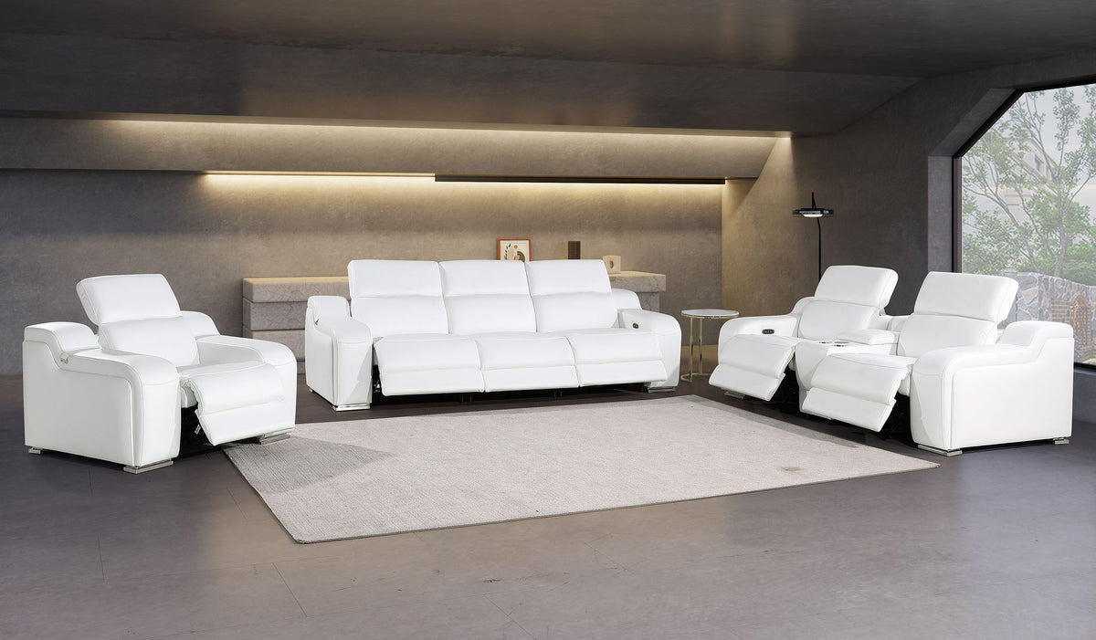 1116 Divanitalia 7-Piece Modular Power Reclining Sofa, Loveseat & Chair Set in Top Grain Italian Leather with 6 Power Recliners & Power Headrests - White - SKU 1116-WHITE-7.6-HT-3PC - view 2