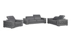 296 Modern Genuine Leather 3-Piece Sofa Set - Grey - SKU 296-GREY-3PC - view 2