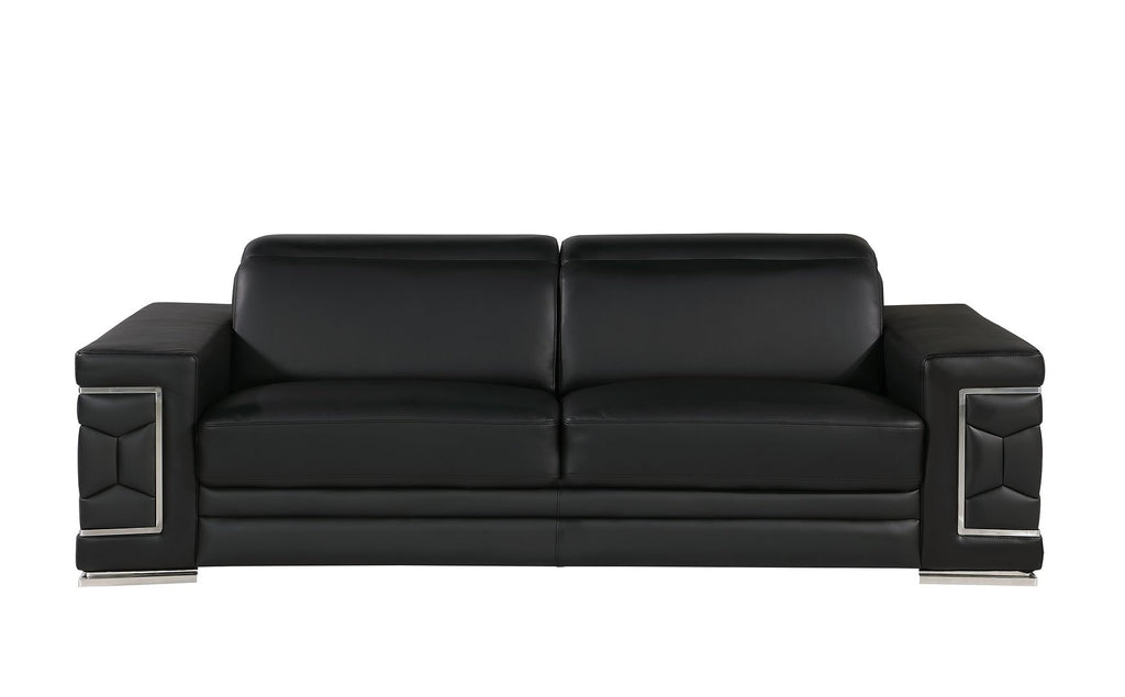 296 Modern Genuine Leather 3-Piece Sofa Set - Black - SKU 296-BLACK-3PC - view 3