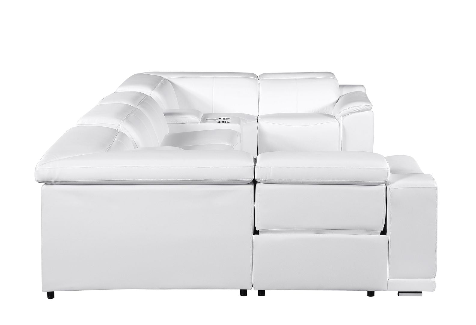 9762 Divanitalia 8-Piece U-Shaped Top Grain Italian Leather Sectional Sofa with 4 Power Recliners