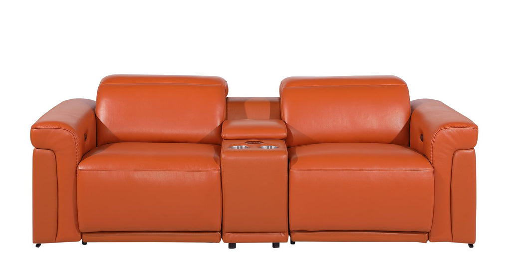1126 Divanitalia 3-Piece Modular Power Reclining Loveseat in Top Grain Italian Leather with 2 Power Recliners & Power Headrests