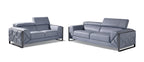 903 Divanitalia 2-Piece Sofa Set with Adjustable Headrest in Top-grain Italian Leather - Light Blue - SKU 903- LIGHT BLUE 2PC (S/L) - GROUP - view 2