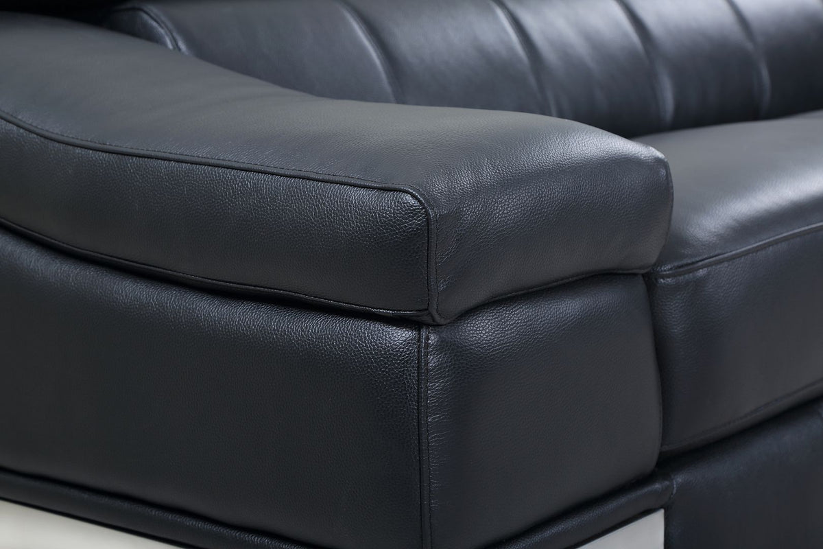 415 Divanitalia 3-Piece Sofa Set with Adjustable Headrest in Top-grain Italian Leather - Black - SKU 415- BLACK 3PC (S/L/CH) - GROUP - view 13