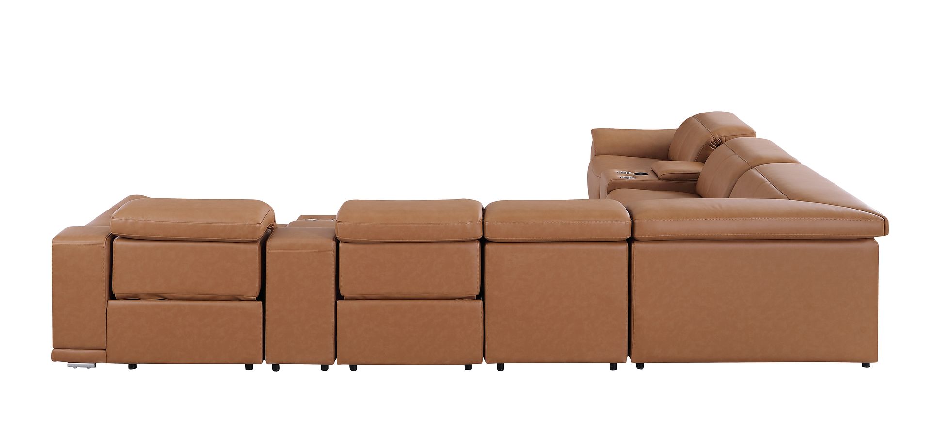 9762 Divanitalia 8-Piece L-Shaped Top Grain Italian Leather Sectional Sofa with 4 Power Recliners