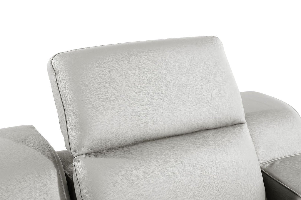 1116 Divanitalia Top Grain Italian Leather Power Reclining Chair with Power Headrests - Light Grey - SKU 1116-LT_GREY-CH - view 7