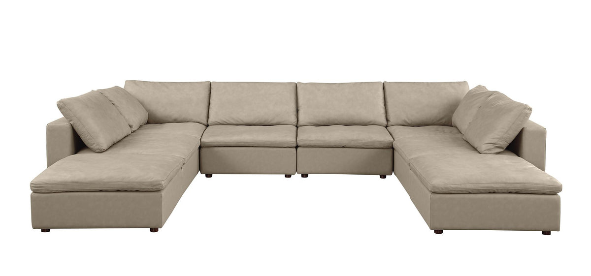 1100 Divanitalia 8-Piece Sectional Sofa with Chaise - Beige - SKU 1100-BEIGE-8.6-U-CHAISE - view 2