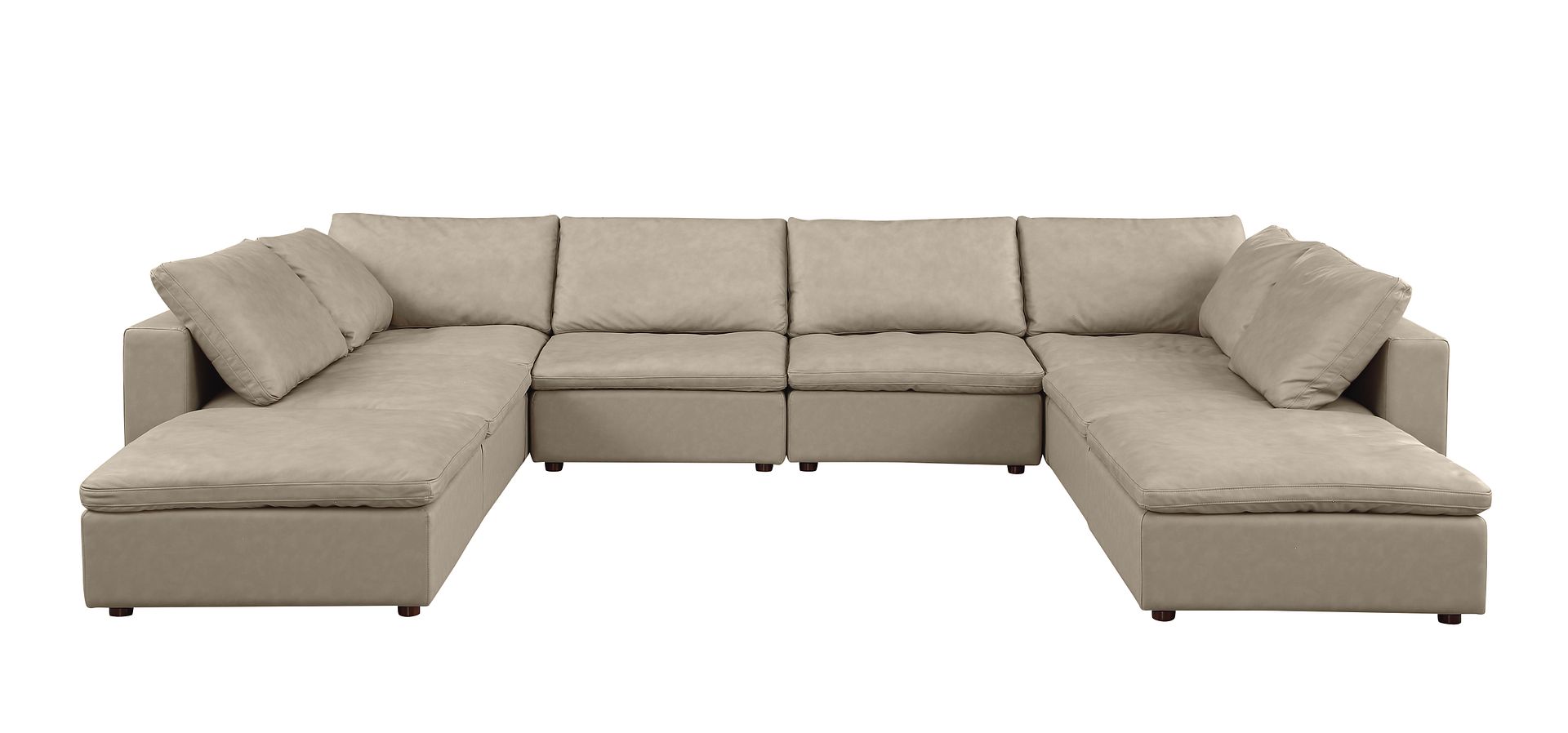 1100 Divanitalia Top-grain Italian Leather 8-Piece Sectional Sofa with Chaise