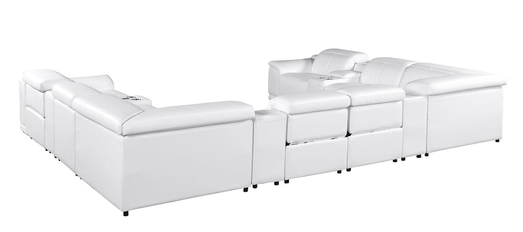 9762 Divanitalia 12-Piece U-Shaped Top Grain Italian Leather Sectional Sofa with 4 Power Recliners