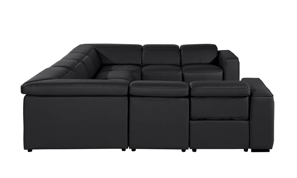 1224 Divanitalia 8-Piece U-Shaped Sectional Sofa in Top Grain Italian Leather with 4 Power Recliners & Power Headrests