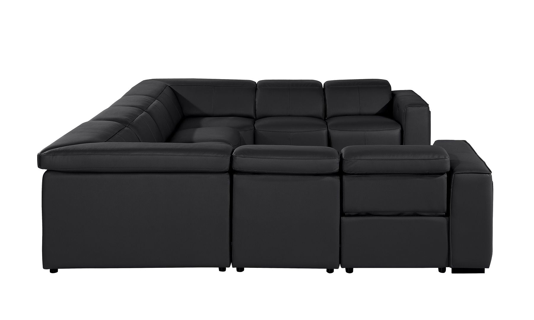1224 Divanitalia 8-Piece U-Shaped Sectional Sofa in Top Grain Italian Leather with 4 Power Recliners & Power Headrests