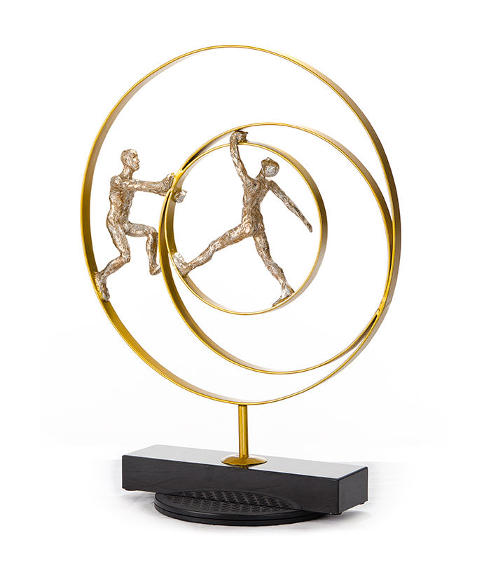 SZ0240 Modern Bronze Acrobats - Rings Sculpture