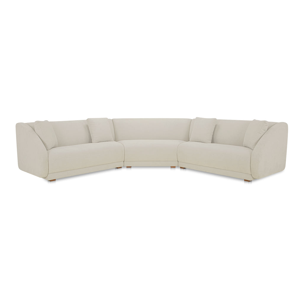 Fraser 3 Piece Modular Sectional with Wedge Slipper White