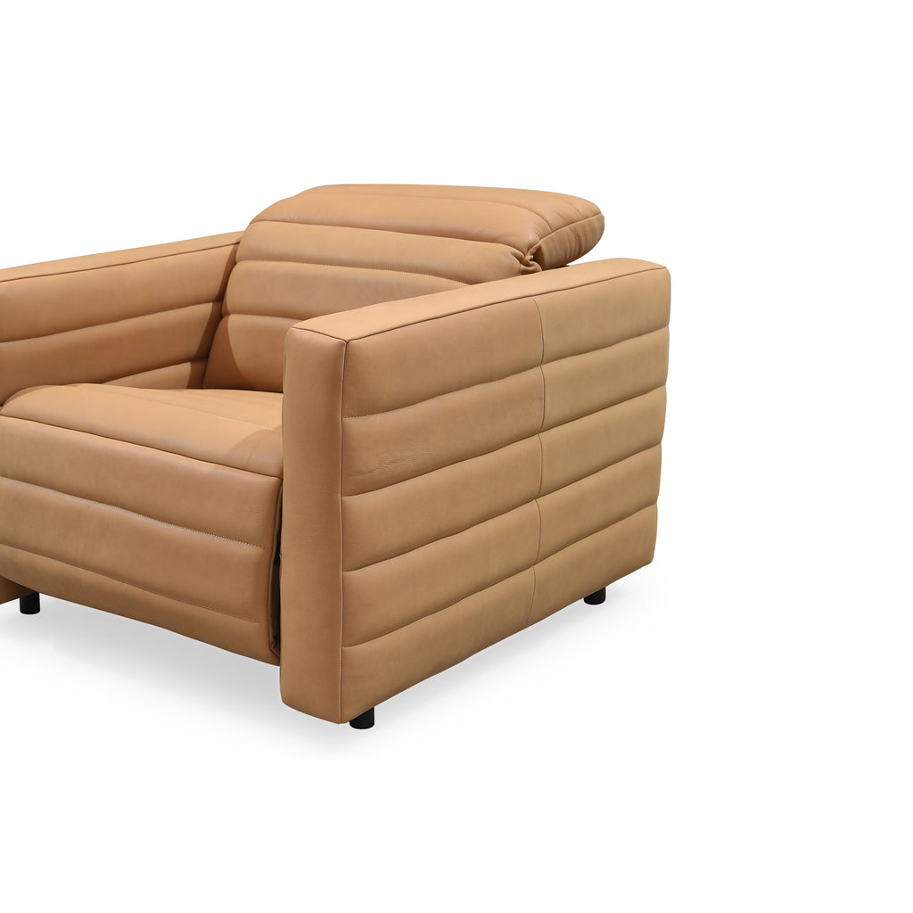 Juno Power Recliner Chair Tan Leather