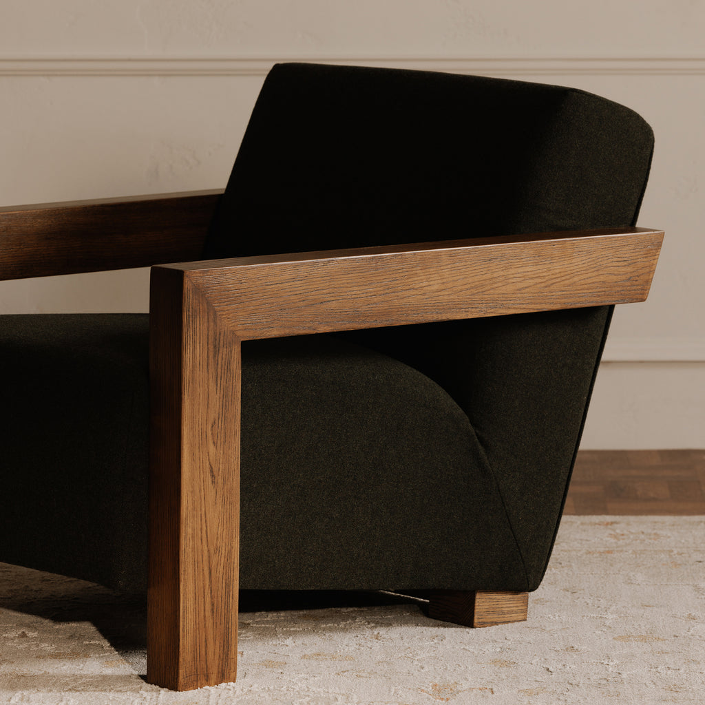 Garnet Lounge Chair Olive Wool Blend