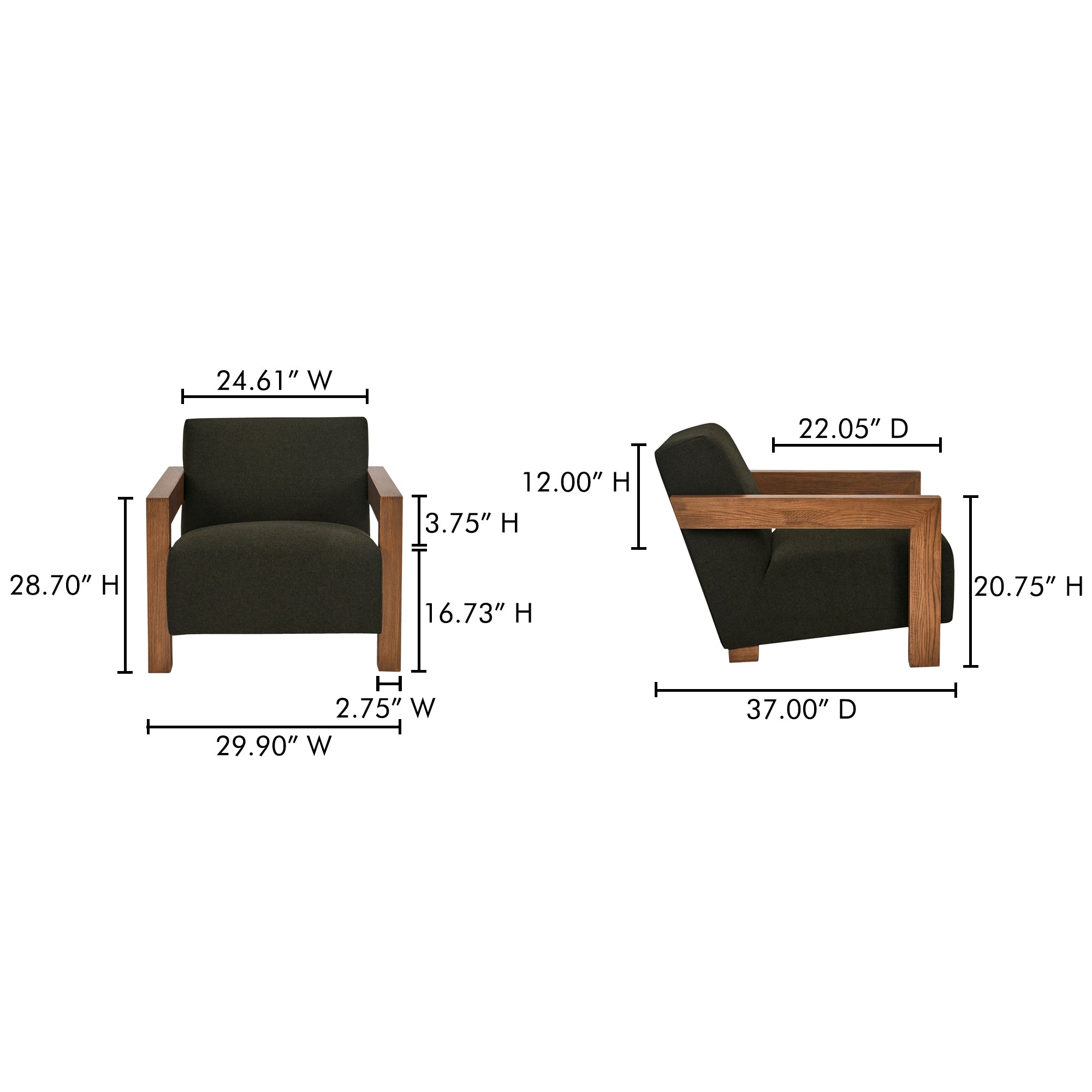 Garnet Lounge Chair Olive Wool Blend