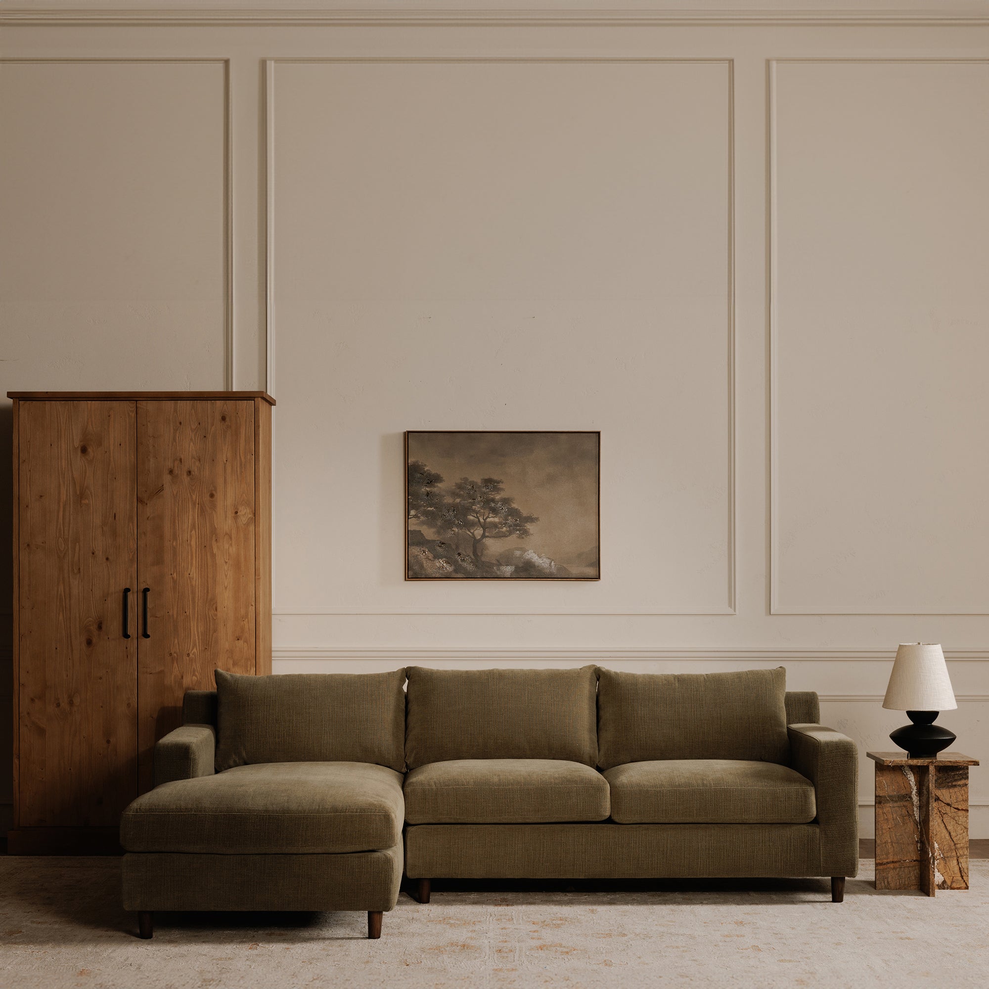 Hutton Left Sectional Olive