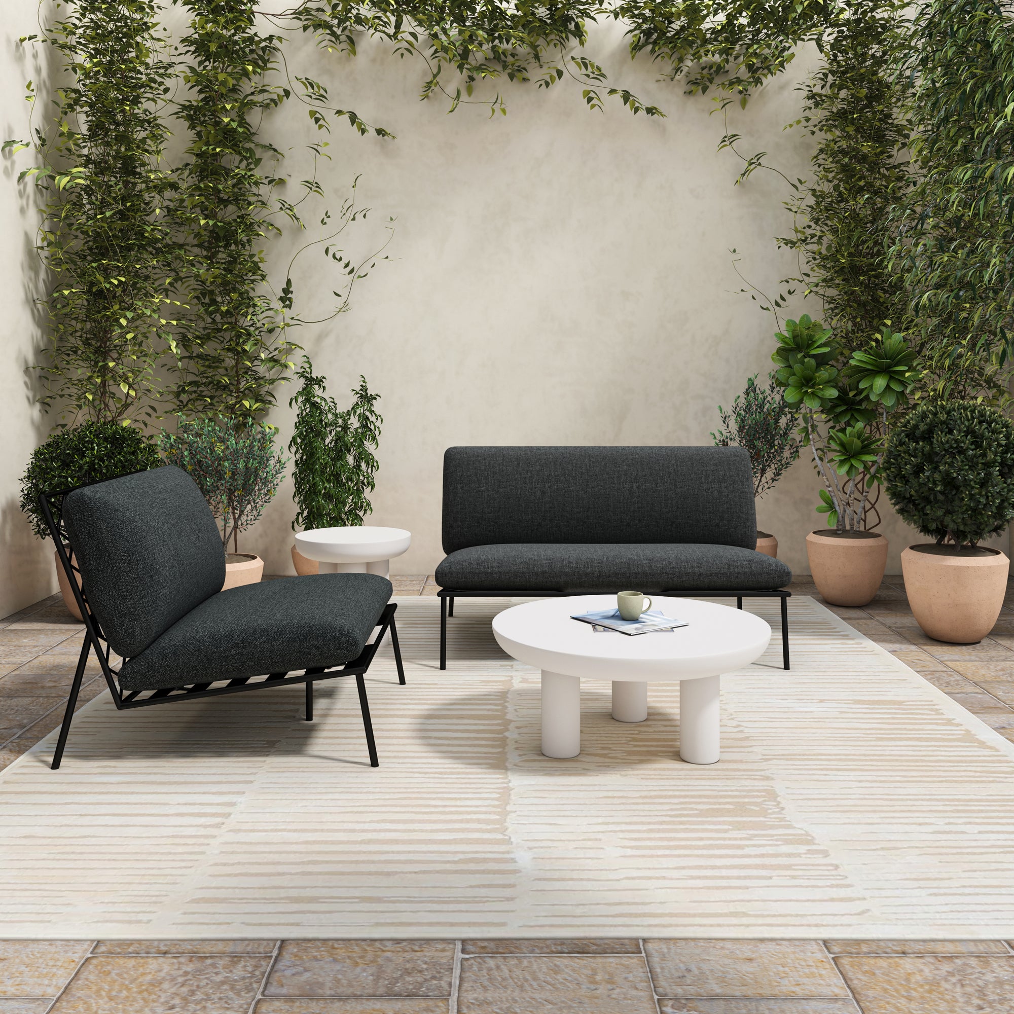 Salma Outdoor Accent Chair Speckled Charcoal