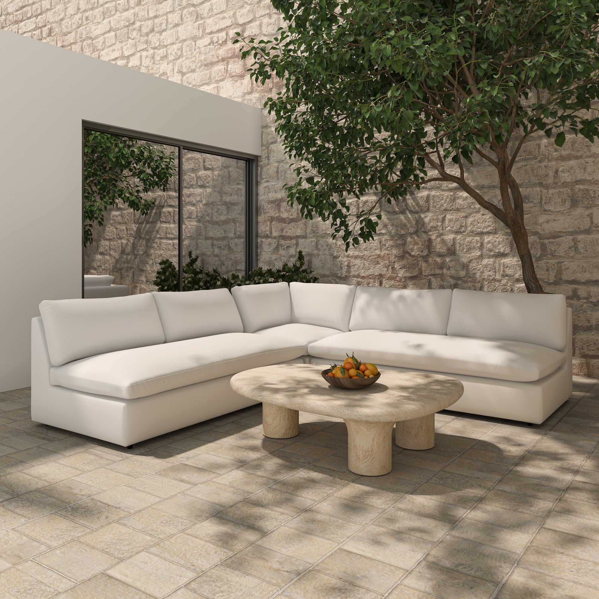 Miles Outdoor Sofa White