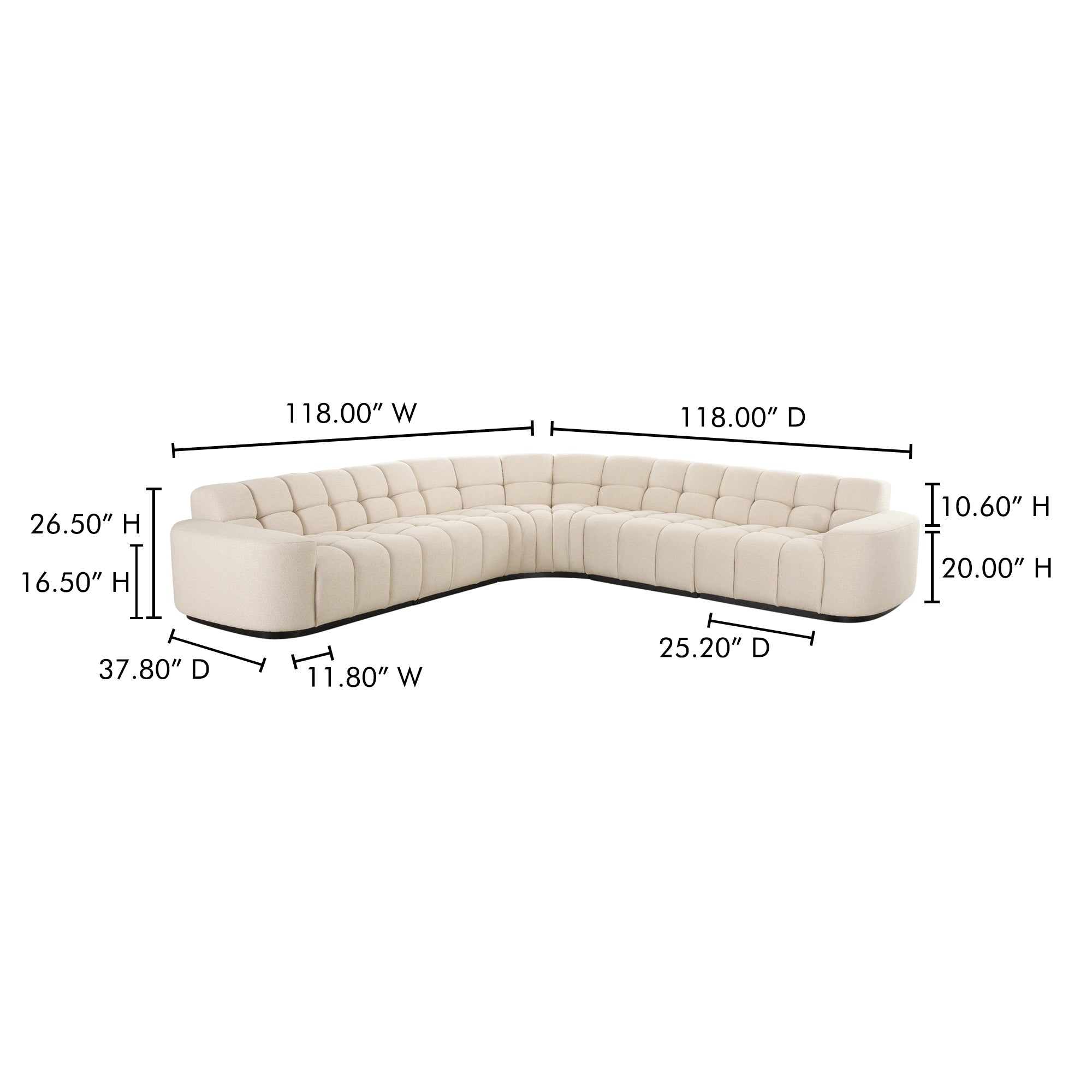 Roman L-Shaped Sectional Oat