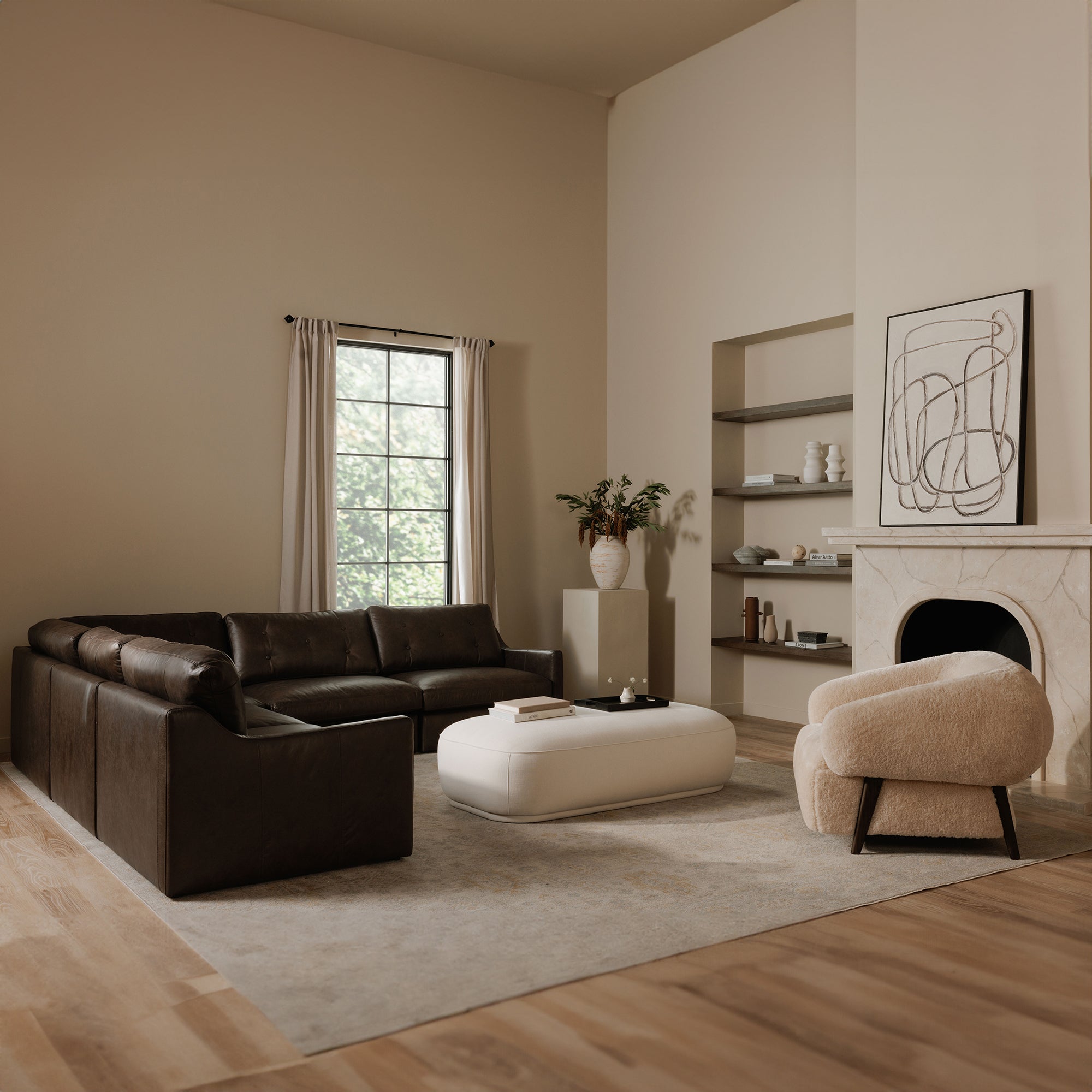 Devlin Lounge Chair Cream Faux Fur
